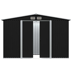 Helloshop26 Abri de jardin cabane cabanon maison de stockage remise extérieur hangar outils robuste acier 257 x 205 x 178 cm anthracite 02_0022384