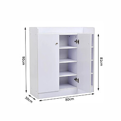 Homcom Armoire / etagere / meuble a chaussures tres pratique en panneaux de particules blanc