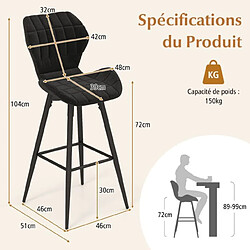 Helloshop26 Lot de 2 chaises tabourets de bar chaises hautes rembourrées repose-pieds chaises de cuisine moderne en métal noir 20_0008732 pas cher