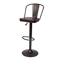 Mendler 2x Tabouret de bar HWC-H10a, réglable en hauteur, pivotant, design industriel ~ vintage noir-marron