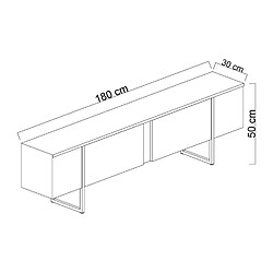 Concept Usine Meuble TV blanc et doré 2 portes 180cm LUXOR pas cher