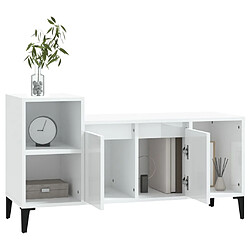 Acheter Maison Chic Meuble TV scandinave - Banc TV pour salon Blanc brillant 100x35x55 cm Bois d'ingénierie -MN23963