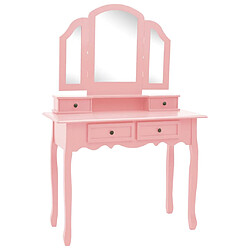 Helloshop26 Ensemble de coiffeuse et tabouret 100 x 40 x 146 cm rose 02_0006377