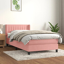 vidaXL Sommier à lattes de lit avec matelas Rose 90x190 cm Velours