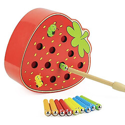 Acheter Universal Jouets en bois attrape magnétique vers puzzle 3D jeux éducatifs pêche couleur mathématiques jouets pour enfants (rouge)