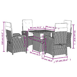 vidaXL Ensemble à manger de jardin avec coussins 5pcs Beige poly rotin pas cher