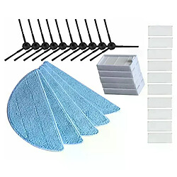 Pièces d'accessoires consommables de remplacement AD, 10 pièces brosse latérale + 5 filtres Hepa + 5 chiffons de serpillière + 10 pièces pâte magique pour ILIFE V