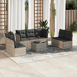 vidaXL Salon de jardin 8 pcs avec coussins gris clair résine tressée