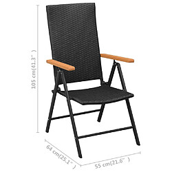 vidaXL Chaises de jardin lot de 4 Résine tressée Noir pas cher