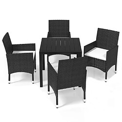 vidaXL Ensemble à dîner de jardin avec coussins 5 pcs poly rotin noir