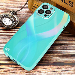 Coque en TPU croisé rayures en forme de s, effet laser cyan pour votre iPhone 12 Pro Max 6.7 pouces