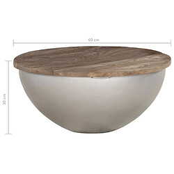 vidaXL Table basse en forme de bol Ø60 cm bois de manguier massif pas cher