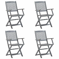 Maison Chic Lot de 4 Chaises pliables d'extérieur avec coussins | chaises de jardin | Fauteuil Relax Bois d'acacia -GKD82642