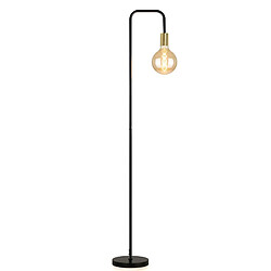 NETTLIFE Lampadaire Salon Vintage Lampadaire noir or avec interrupteur à pied Métal industriel Lampadaire design Lampe de salon(sans ampoules)