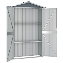 Helloshop26 Abri de jardin cabane cabanon maison de stockage remise extérieur hangar outils robuste 116 x 45 x 175 cm acier galvanisé gris 02_0022227