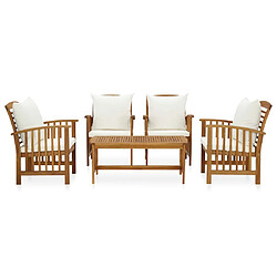 Maison Chic Salon de jardin 5 pcs + coussins - Mobilier/Meubles de jardin - Table et chaises d'extérieur Bois d'acacia solide -MN62882