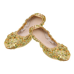 Chaussures de danse du ventre semelles douces danse chaussures de performance avec des paillettes l d'or pas cher