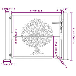 vidaXL Portail de jardin 105x80 cm acier corten conception de l'arbre pas cher