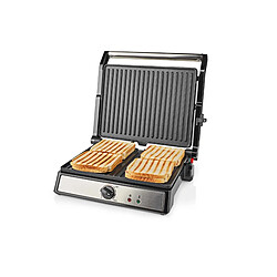 Grill viandes et panini 2000w noir/argent - KAGR141FSR - NEDIS pas cher