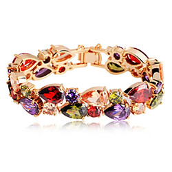 YP Select Bracelet élégant en or rose Mona Lisa Zircon pour femme 16 cm