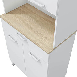 Pegane Buffet meuble cuisine 4 portes + tiroir coloris blanc artic / chêne canadien - Hauteur 186 cm x Longueur 72 cm x Profondeur 40 cm pas cher