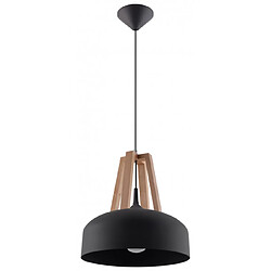 Luminaire Center Suspension CASCO acier/bois/plastique noir/bois naturel 1 ampoule