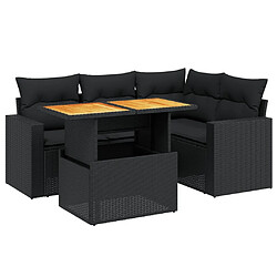 Maison Chic Ensemble de 5 Tables et chaises d'extérieur avec coussins,Salon de jardin noir résine tressée -GKD246336