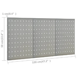 vidaXL Panneaux à chevilles muraux 3 pcs 40x58 cm Acier pas cher