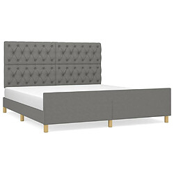 Maison Chic Lit adulte - Cadre Structure de lit avec tête de lit Contemporain Gris foncé 160 x 200 cm Tissu -MN40136