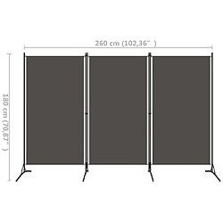 Acheter vidaXL Cloison de séparation 3 panneaux Anthracite 260x180 cm