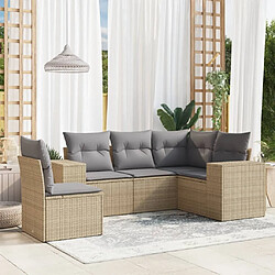 Maison Chic Salon de jardin avec coussins 5 pcs | Ensemble de Table et chaises | Mobilier d'Extérieur beige résine tressée -GKD43009