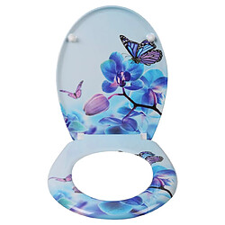 Helloshop26 Abattant WC de toilette avec abaissement automatique en duroplastique motif papillon-violet 19_0000694