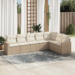 Maison Chic Salon de jardin avec coussins 7 pcs | Ensemble de Table et chaises | Mobilier d'Extérieur beige résine tressée -GKD92217