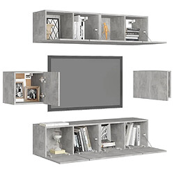 Avis Maison Chic Ensemble de meubles TV 6 pcs | Banc TV Moderne pour salon | Meuble de Rangement - Gris béton Aggloméré -MN71140