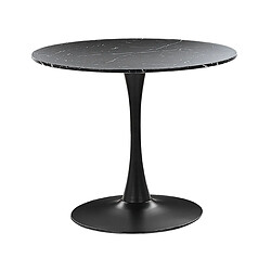 Beliani Table à manger ronde d 90 cm effet marbre noir BOCA