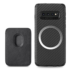 Coque en TPU + PU texture tissée, absorption magnétique avec porte-carte noir pour votre Samsung Galaxy S10 4G