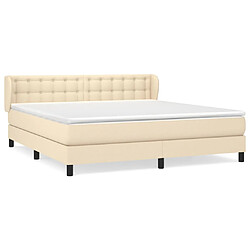 vidaXL Sommier à lattes de lit avec matelas Crème 160x200 cm Tissu