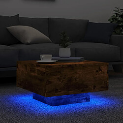 Acheter Maison Chic Table basse pour salon | Table à café avec lumières LED chêne fumé 55x55x31 cm -GKD77490