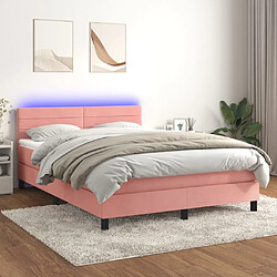 Maison Chic Lit adulte- Lit + matelas,Sommier à lattes de lit avec matelas et LED Rose 140x200 cm -GKD30936