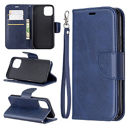 Wewoo Coque Étui en cuir PU avec une texture horizontale de mouton rétro pour iPhone 11 Pro support et emplacements cartes et portefeuille et lanière bleu