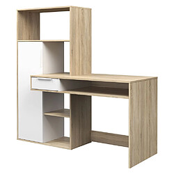 Acheter Alter Bureau multifonction avec bibliothèque, Table d'étude, parfait pour une chambre ou un bureau moderne, cm163x60h155, couleur Blanc et Chêne