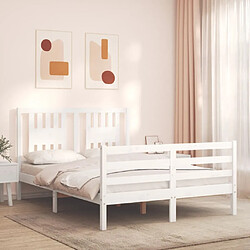 Maison Chic Lit adulte - Cadre Structure de lit avec tête de lit Contemporain blanc 120x200 cm bois massif -MN39083