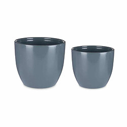 Ibergarden Set de pots 2 Pièces Ø 22 cm Ø 28 cm Anthracite Argile