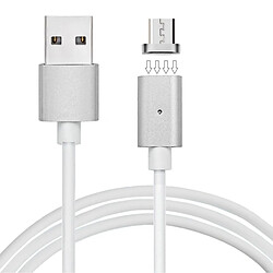 Wewoo Câble argent pour Samsung, Huawei, HTC, Xiaomi Téléphones Portables 1m Metal Head Magnétique Micro USB vers USB Data Sync de Recharge,