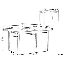 Avis Beliani Table de salle à manger extensible noire 120/160 x 80 cm NORLEY