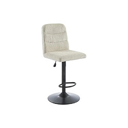 Vente-Unique Lot de 2 tabourets de bar en tissu texturé et métal noir - Hauteur réglable - Beige - KELIANO pas cher