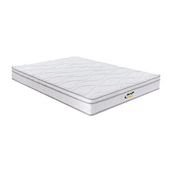 Vente-Unique Ensemble 140 x 190 cm sommier coffre blanc + matelas ressorts 3 zones et mémoire de forme ép.20cm - WOLKENTANZ de MORGENGOLD