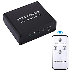 Wewoo Full HD SPDIF / Audio optique numérique 3 x 1 Switcher Extender avec télécommande IR