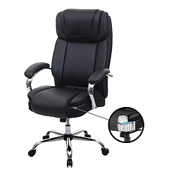 Decoshop26 Fauteuil chaise de bureau sur roulettes XXL chargeable 220 kg pivotante hauteur réglable synthétique noir 04_0005626