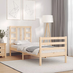 Avis Maison Chic Cadre/structure de lit avec tête de lit pour adulte - Lit Moderne Chambre petit simple bois massif -MN79911